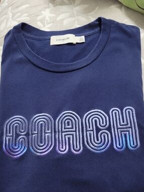 Coach Navy T‑Shirt with Gradient Embroidered Logo